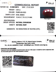 3.00/CT Natural new Burma Ruby with Govt. Lab Certificate (4551)